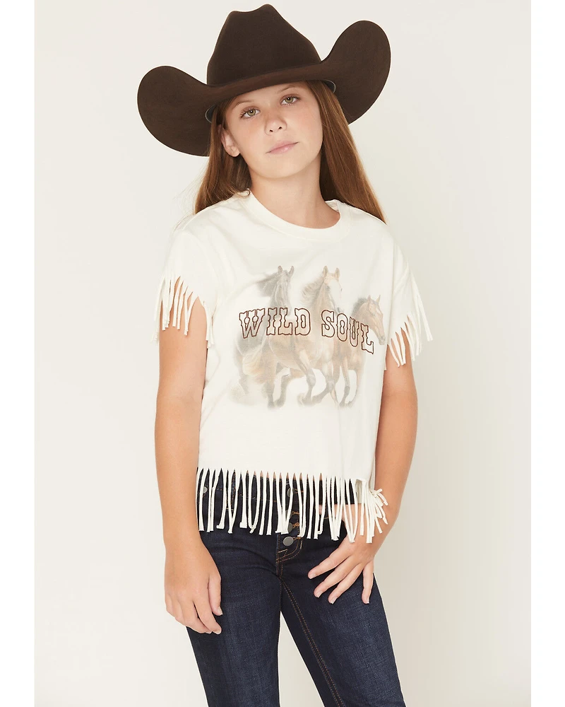 Shyanne Girls' Wild Soul Short Sleeve Fringe Graphic Tee
