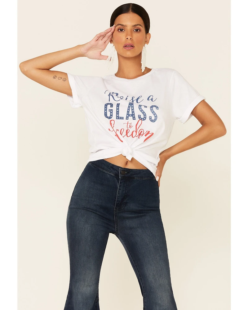 Cut & Paste Women's Raise A Glass To Freedom Graphic Short Sleeve Tee