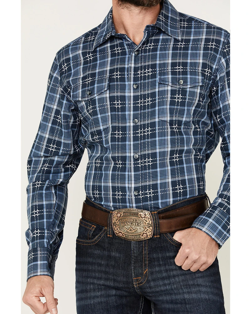 Wrangler Retro Men's Premium Plaid Print Long Sleeve Button-Down Western Shirt
