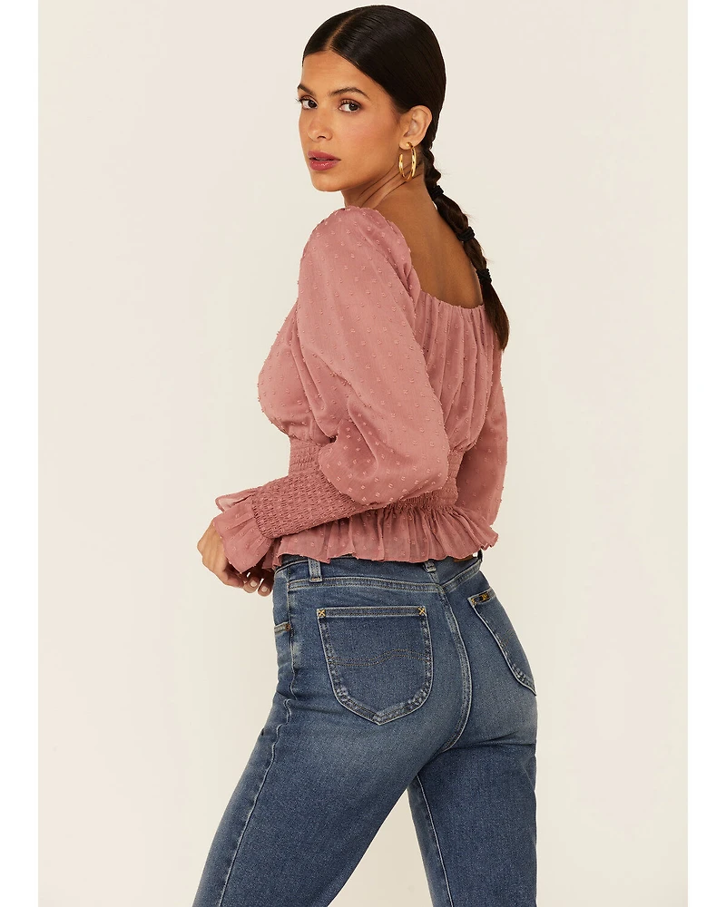 Sadie & Sage Women's Rachel Smocked Long Sleeve Top
