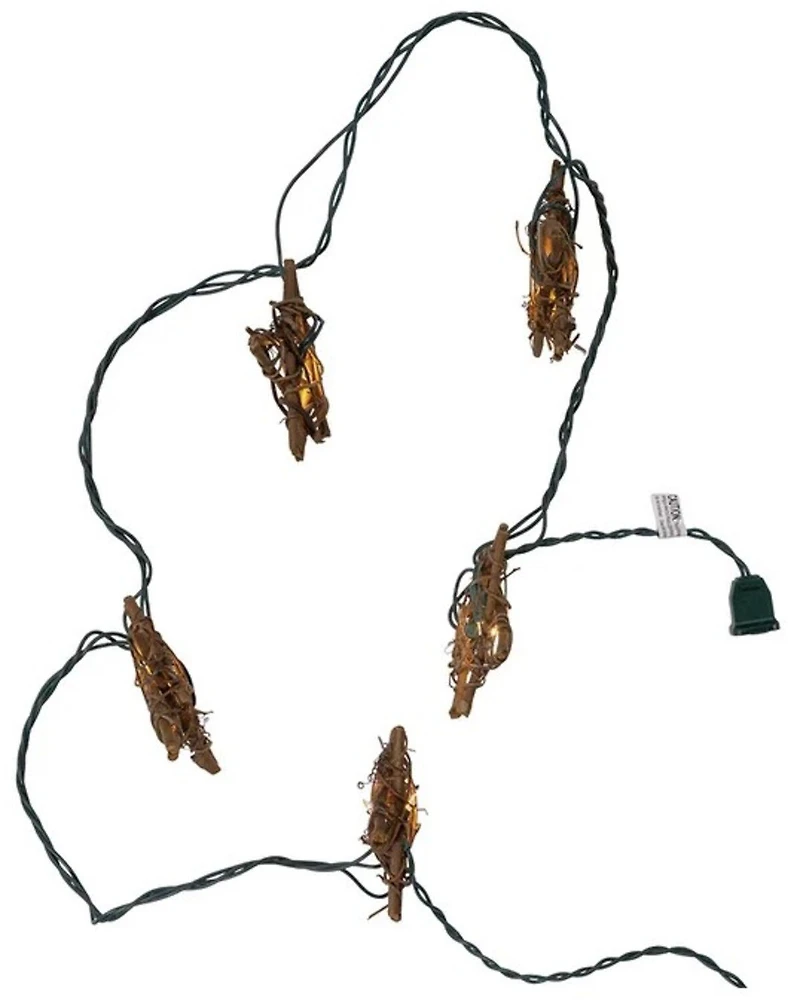 Kurt Adler 9' UL 10L Rattan Natural Star Light Set