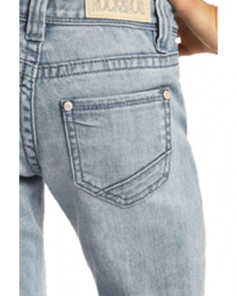 Rock & Roll Denim Girls' Light Wash Split Hem Basic Trouser