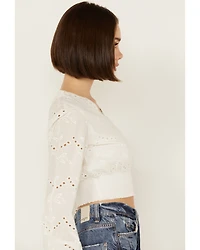 Shyanne Women's Smocked Waist Long Sleeve Crop Top