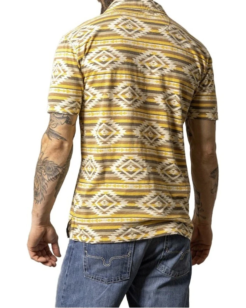 Kimes Ranch Men' Tulum Southwestern Print Short Sleeve Button-Down Polo Shirt