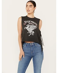 Goodie Two Sleeves Women's Steve Miller Band Fringe Sleeveless Graphic Tee