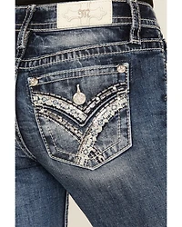 Miss Me Women's Medium Wash Embroidered 32" Bootcut Stretch Denim Jeans