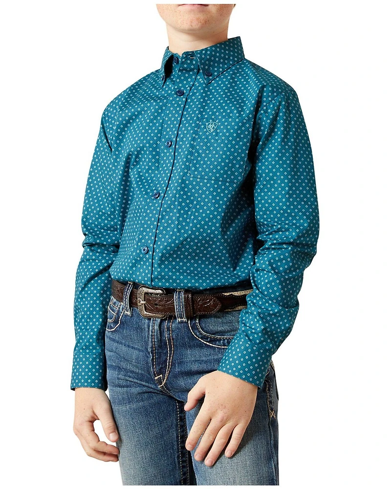 Ariat Boys' Tyce Geo Print Long Sleeve Button-Down Western Shirt