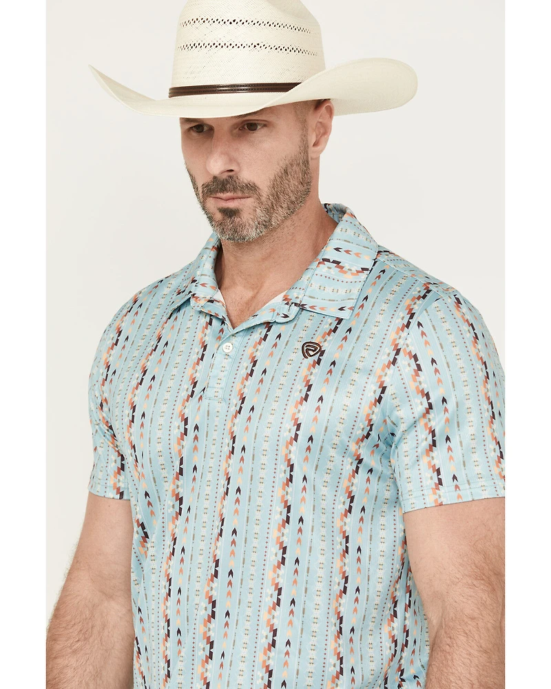 Rock & Roll Denim Men's Southwestern Striped Short Sleeve Stretch Polo