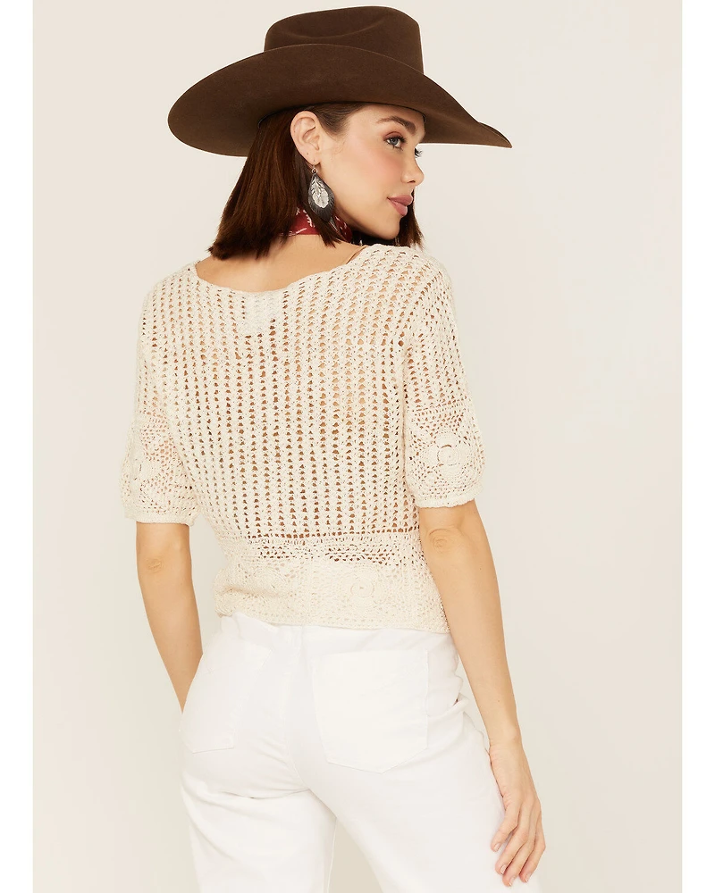 Sadie & Sage Women's Crochet Bestia Peplum Top