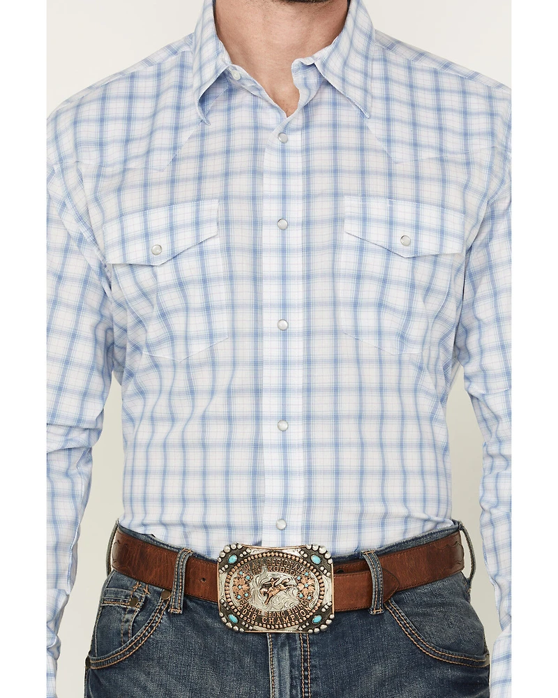 Wrangler Men's Plaid Print Long Sleeve Snap Stretch Western Shirt
