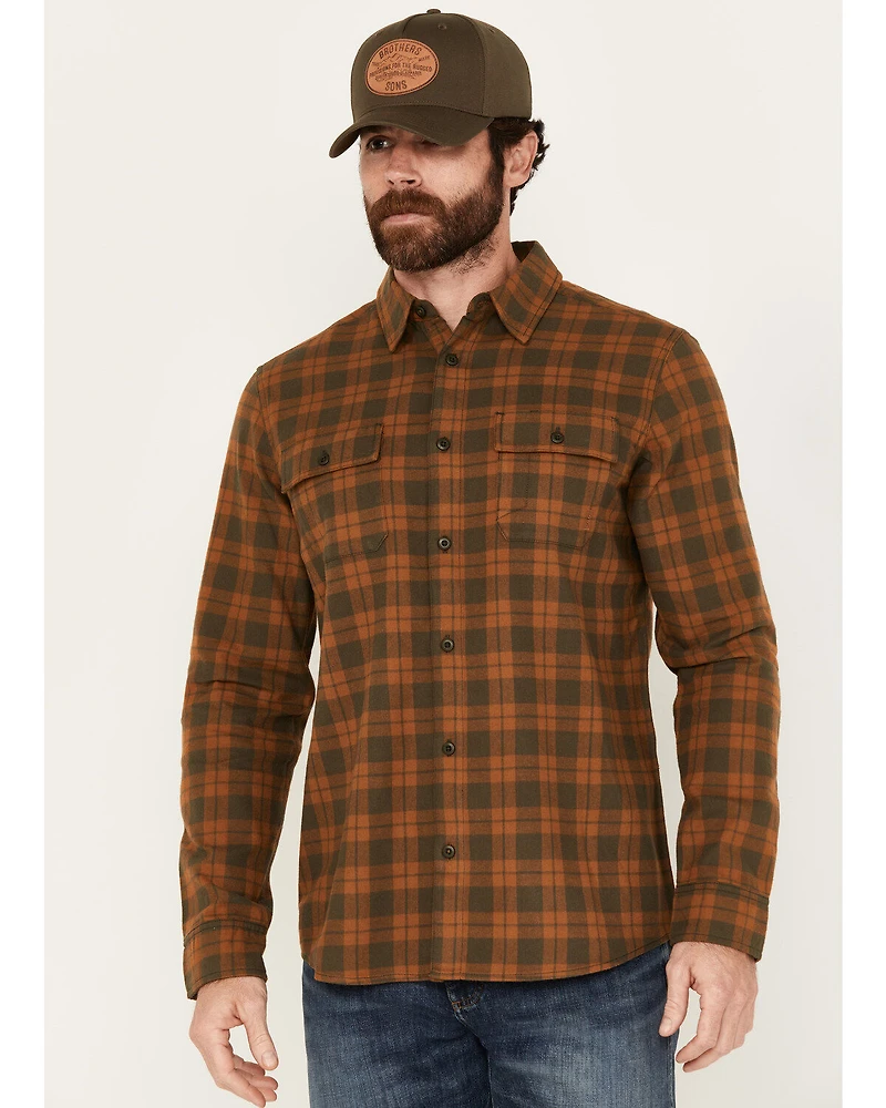 Brothers and Sons Men's Bell Everyday Plaid Print Long Sleeve Button Down Flannel Shirt