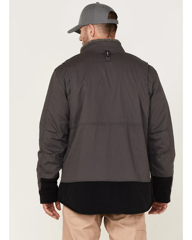 Hawx Men's Weather Ripstop Zip-Front Hooded Sherpa Work Jacket