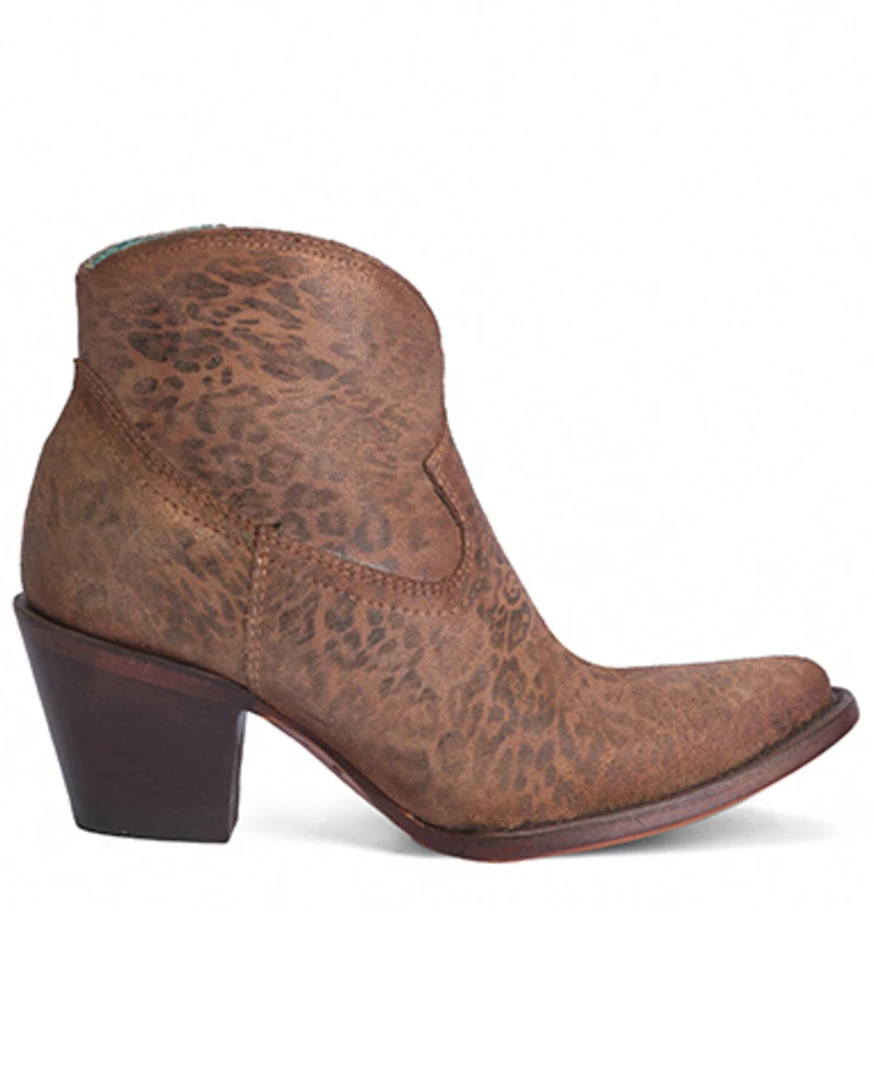 Corral Women's Cheetah Print Suede Booties - Round Toe