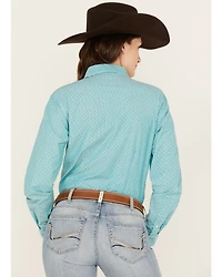Rough Stock by Panhandle Women's Dobby Striped Long Sleeve Pearl Snap Western Shirt