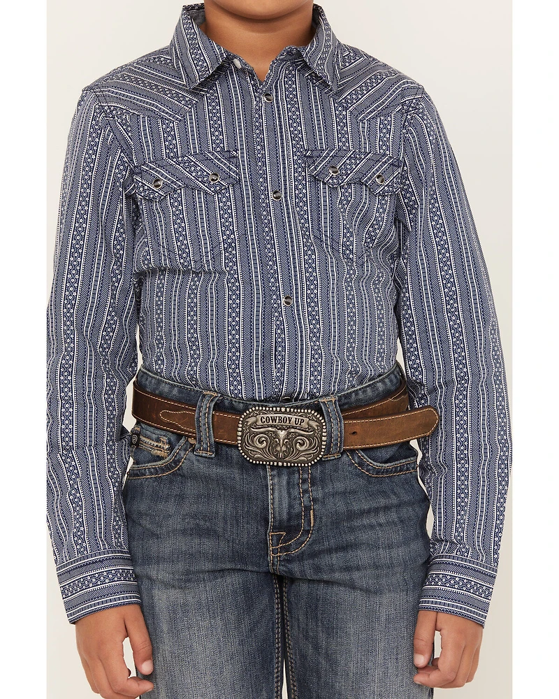 Cody James Boys' Apollo Striped Long Sleeve Western Snap Shirt