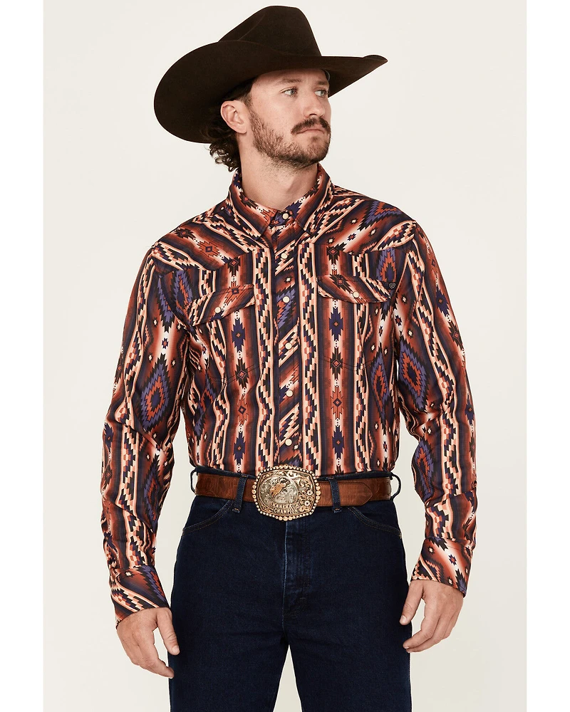 Rock & Roll Denim Men's Tek Southwestern Striped Long Sleeve Snap Western Shirt