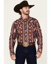 Rock & Roll Denim Men's Tek Southwestern Striped Long Sleeve Snap Western Shirt