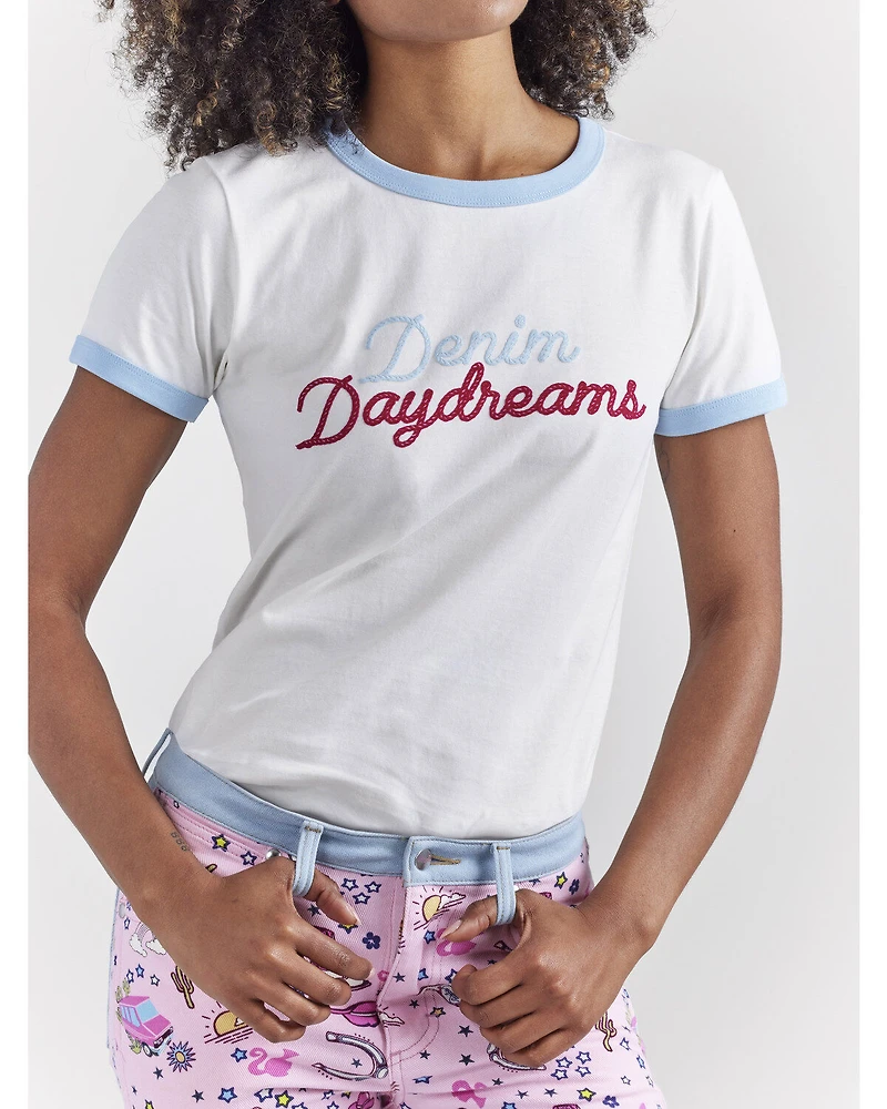 Wrangler® X Barbie™ Women's Denim Daydreams Slim Ringer Tee