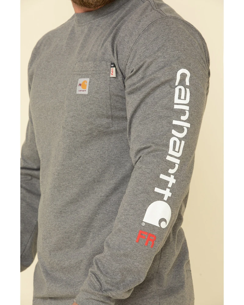 Carhartt Men's Granite FR Midweight Signature Logo Long Sleeve Work Shirt - Tall