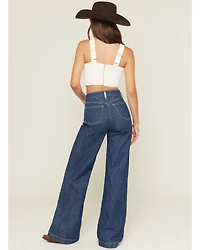 Ariat Women's Dark Wash Ultra High Rise Westie Yoke Wide Leg Stretch Denim Jeans