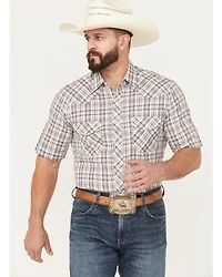 Roper Men's Plaid Print Short Sleeve Snap Stretch Western Shirt