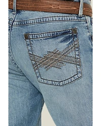 Rock 47 by Wrangler Men's Red Valley Light Medium Wash Slim Straight Stretch Denim Jeans