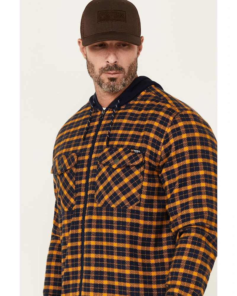 Hawx Men's Jacob Plaid Print Long Sleeve Hooded Flannel Shirt