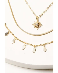 Shyanne Women's 3-piece Starburst & Dangle Charm Gold Layered Necklace Set