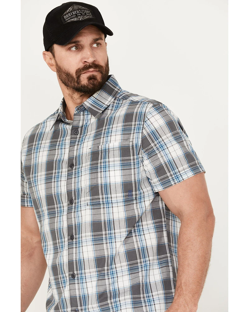 Brothers and Sons Men's Wagoner Plaid Print Short Sleeve Button-Down Western Shirt