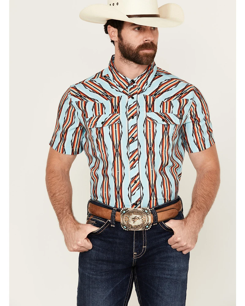 Rock & Roll Denim Men's Tek Southwestern Striped Short Sleeve Snap Western Shirt