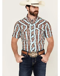 Rock & Roll Denim Men's Tek Southwestern Striped Short Sleeve Snap Western Shirt