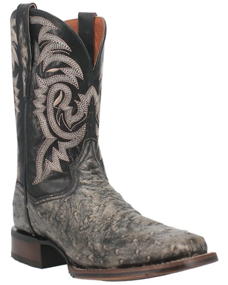 Dan Post Men's Dillinger Full Quill Ostrich Western Boots - Broad Square Toe