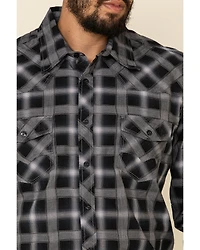Rock & Roll Denim Men's Black Med Plaid Long Sleeve Western Shirt