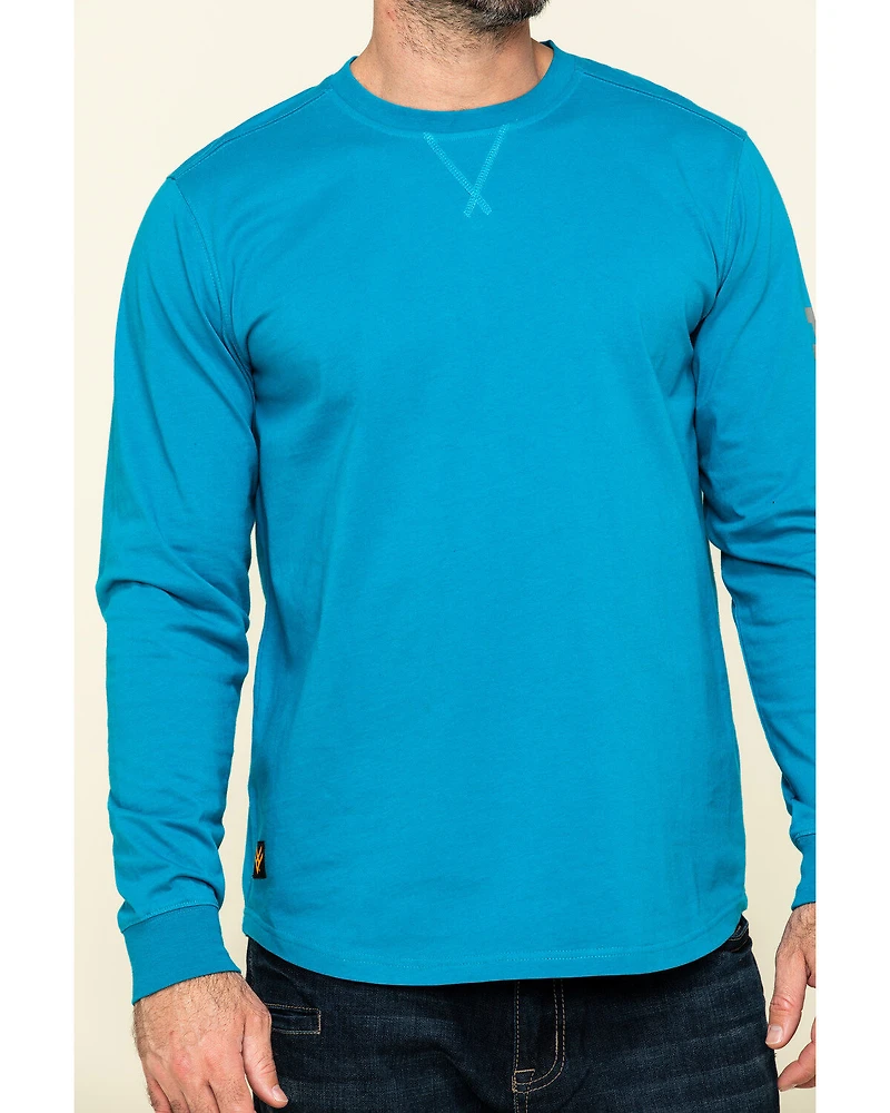 Hawx Men's Teal Sleeve Logo Long Work T-Shirt