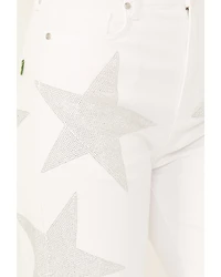 Vibrant Denim Women's Rhinestone Star High Rise Wide Leg Jeans