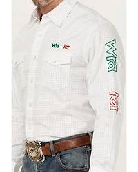 Wrangler Men's Mexico Logo Geo Print Long Sleeve Snap Western Shirt