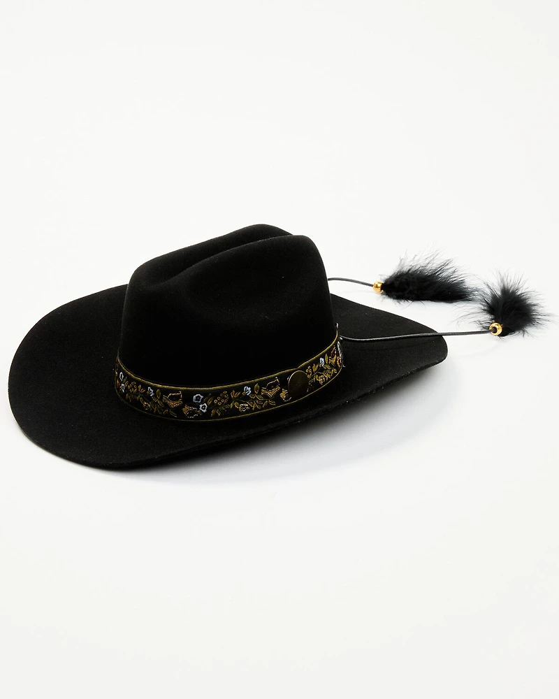 Wrangler Women's Floral Jacquard Feather Tassel Fashion Hat