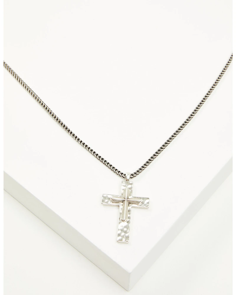 Cody James Men's Hammered Double Cross Necklace