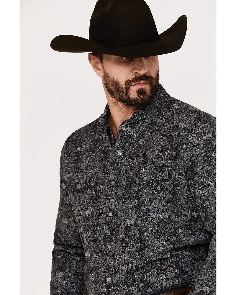 Panhandle Men's Paisley Print Long Sleeve Snap Performance Western Shirt