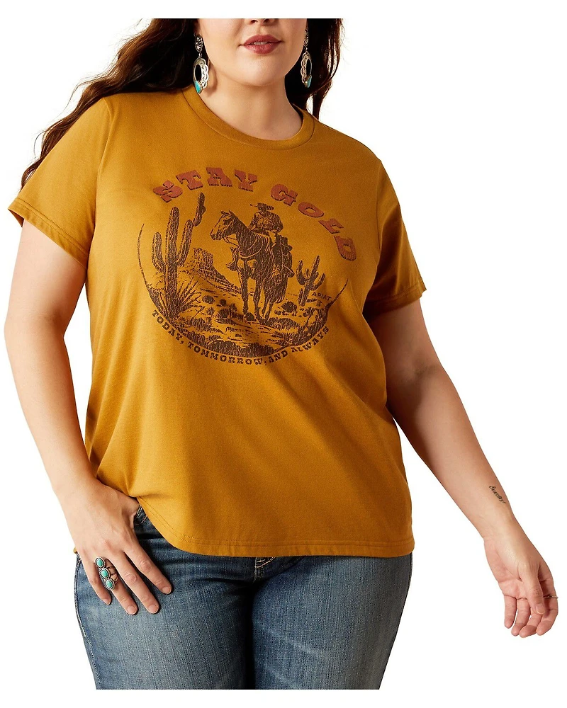 Ariat Women's Stay Gold Short Sleeve Graphic Tee - Plus