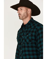 Wrangler Retro Men's Checkered Print Long Sleeve Snap Flannel Shirt