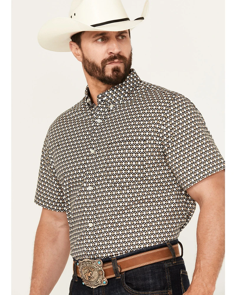 Cody James Men's Dillon Geo Print Short Sleeve Button-Down Stretch Western Shirt