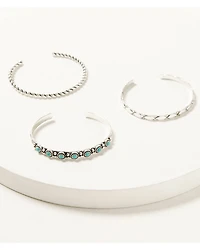 Shyanne Women's Silver-Toned Rope and Turquoise-Toned Bracelet Set - 3 Piece
