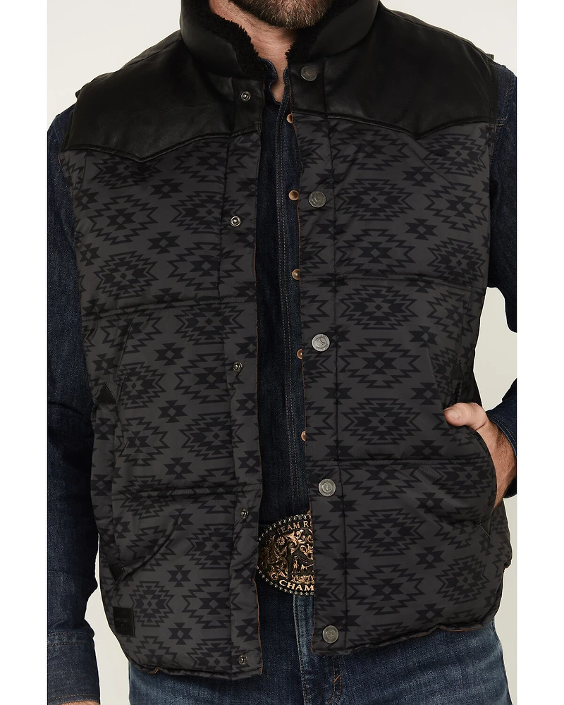 Cody James Men's Rocker Tonal Southwestern Print Puffer Vest