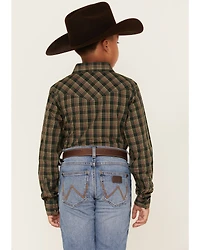 Cody James Boys' Douglas Fir Plaid Print Long Sleeve Snap Western Shirt