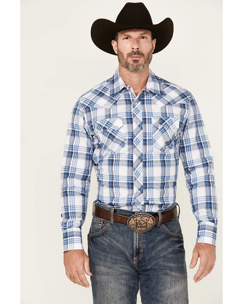 Wrangler Retro Men's Plaid Print Long Sleeve Snap Western Shirt
