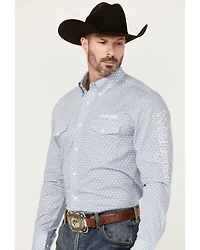 Wrangler Men's Logo Geo Print Long Sleeve Button-Down Western Shirt