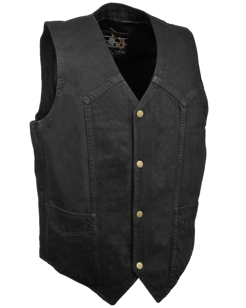 Milwaukee Leather Men's 4X Classic Snap Front Denim Biker Vest