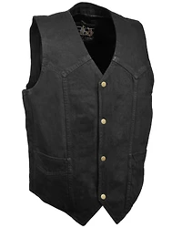 Milwaukee Leather Men's 4X Classic Snap Front Denim Biker Vest