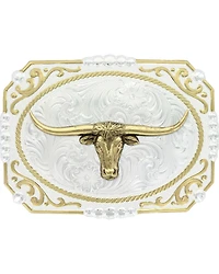 Montana Silversmiths Dual-Tone Cowboy Cameo Longhorn Buckle